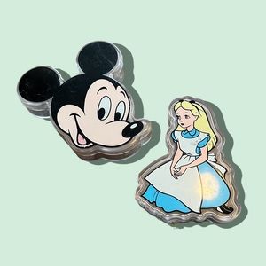 Set Of Two Disney Mickey Mouse And Alice In Wonderland Plastic Candy Containers